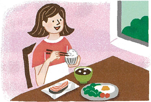 朝食をとる