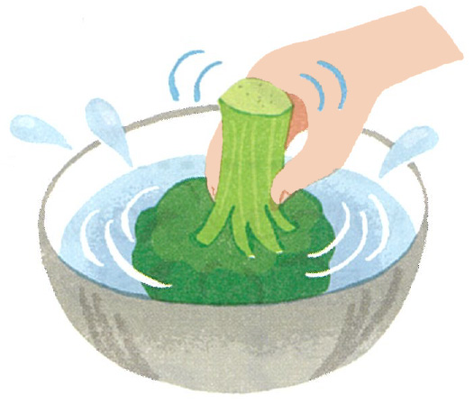 たっぷりの水で洗う